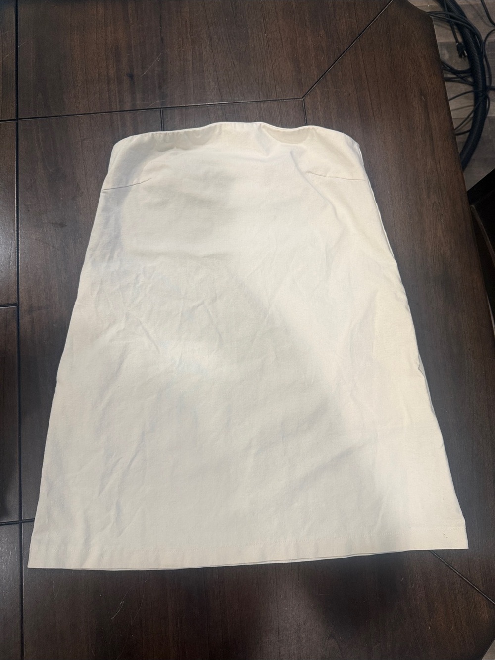Strapless Cream Tube Dress - Minimal Midi Silhouette
